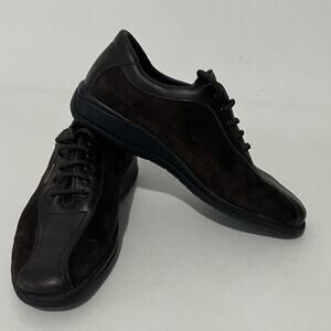 Mephisto Women’s Brown Size 7 Leather & Suede Lace Up Shoe Made In Portugal